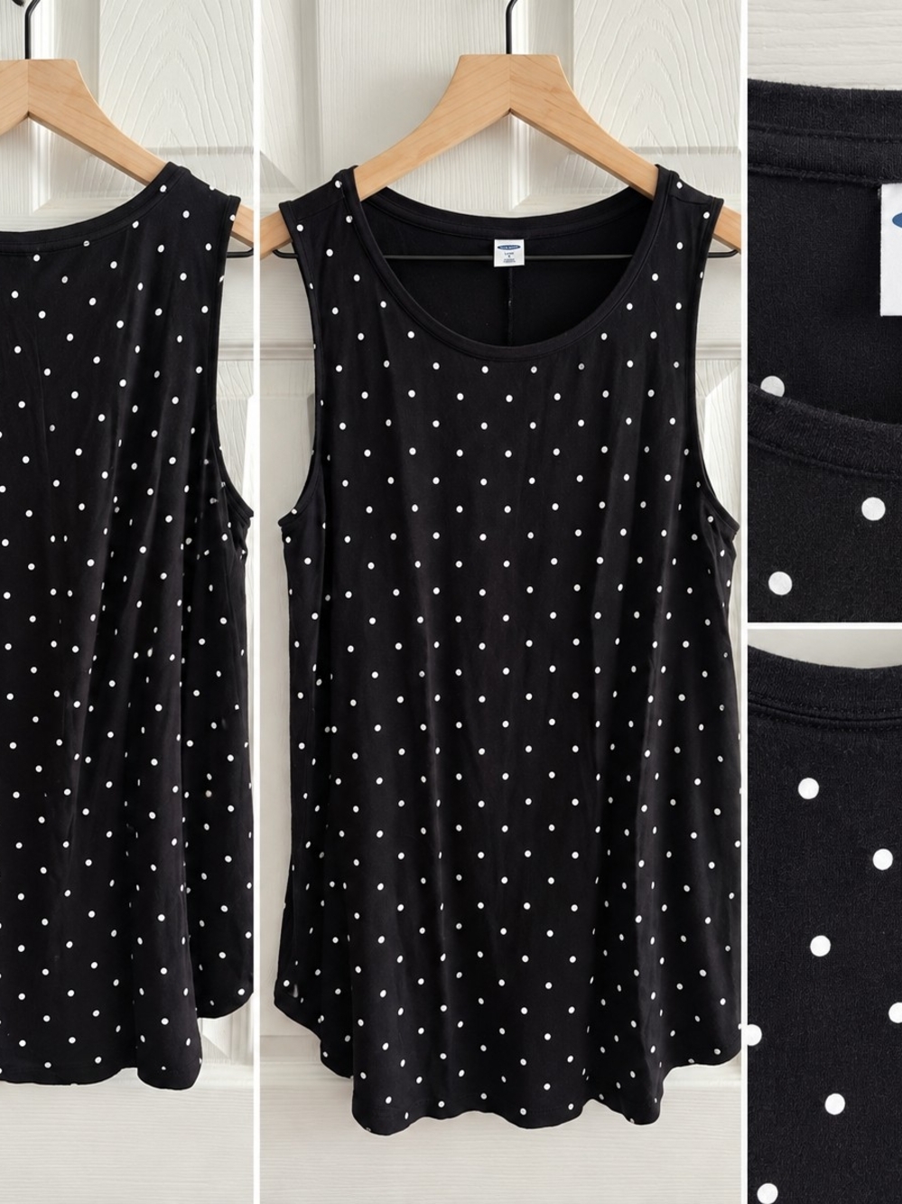 Old Navy Black Tank Top with White Polka Dots